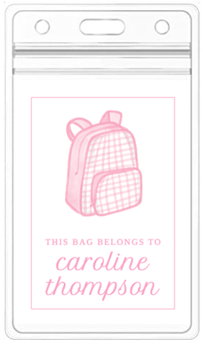 Pink Backpack Bag Tag